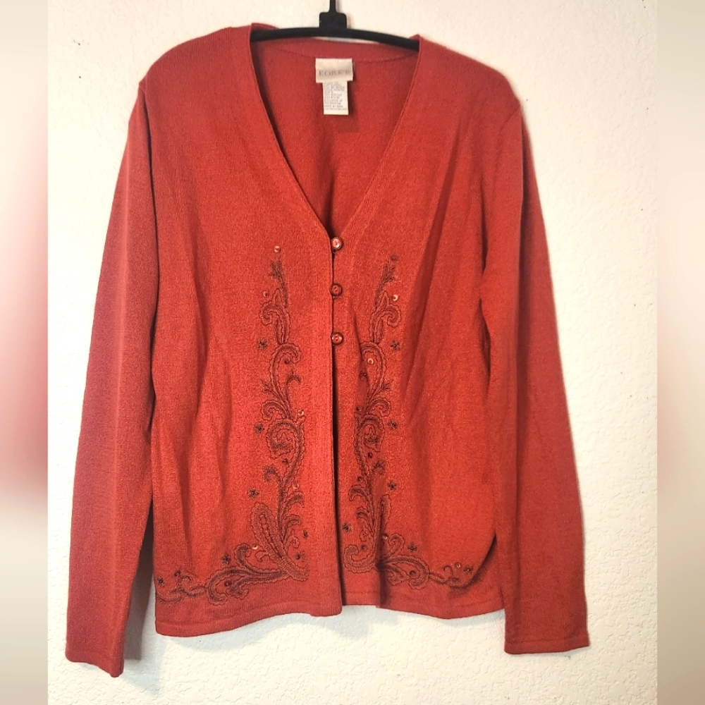 Koret Vintage Floral‎ Embroidered Cardigan, Size S
